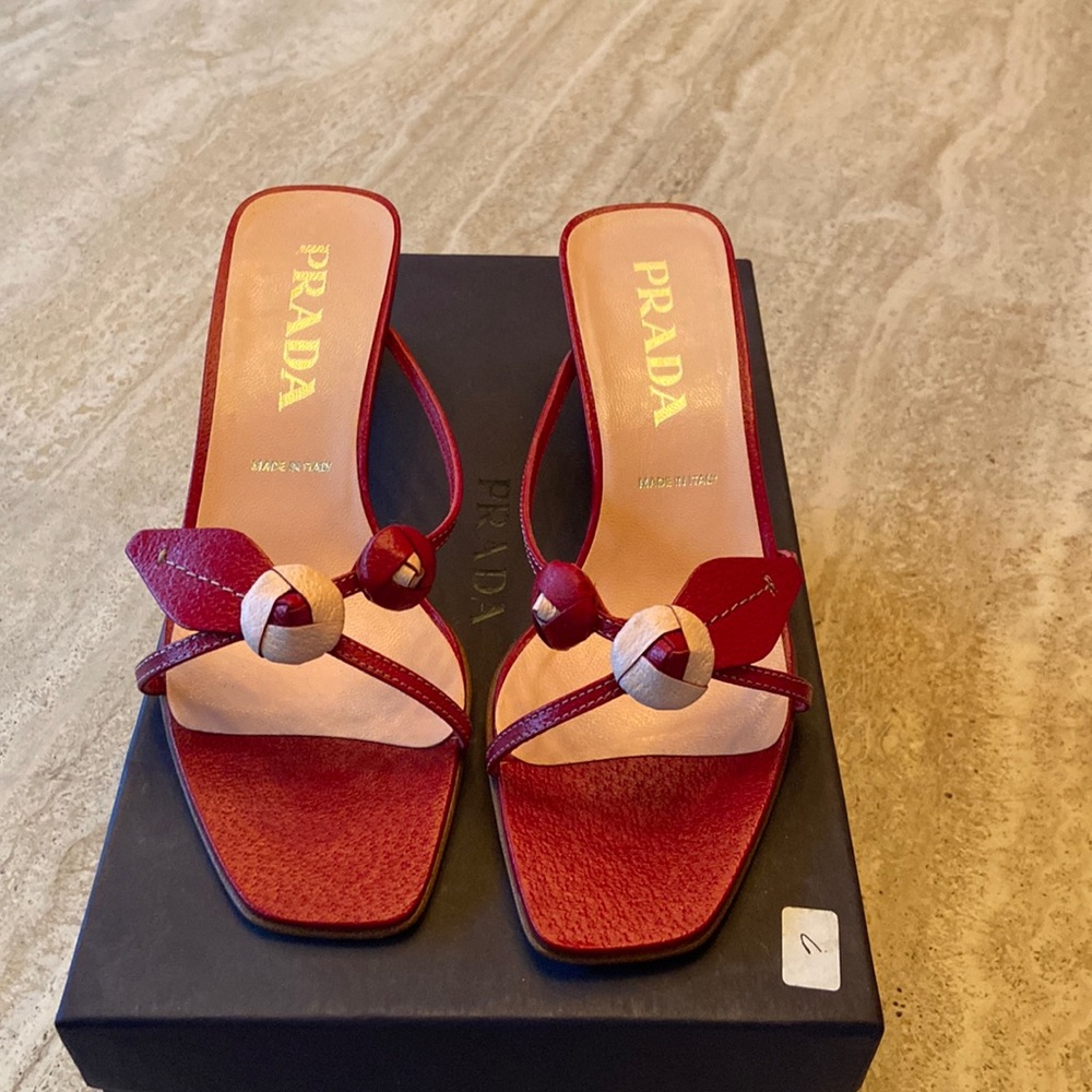 Prada pink and red sandals
